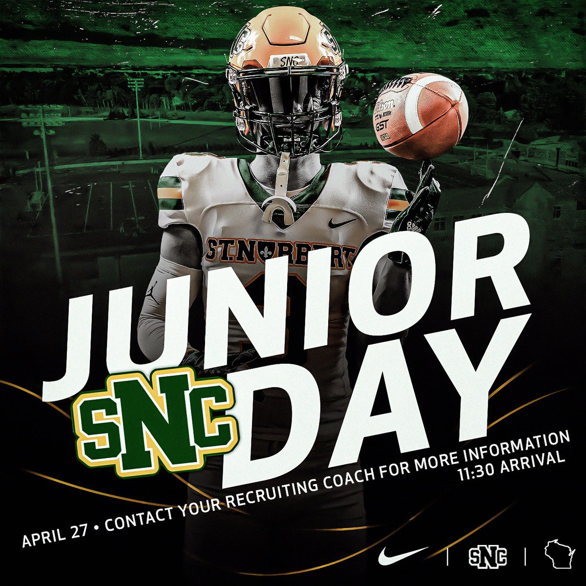 I would like to thank Coach Herron for the invite to <a href="/SNCfootball/">St. Norbert Football</a> Junior Day 

<a href="/CoachDanMcCarty/">Coach McCarty</a> <a href="/BradleyTechFB/">Bradley Tech FB</a> <a href="/MJ_NFLDraft/">Mark Johnson</a> <a href="/PrepRedzoneWI/">Prep Redzone Wisconsin</a> <a href="/LathamJerome/">Mr. Jerome Latham</a>