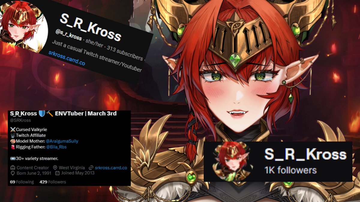 KrossTheValkyr's tweet photo. We hit 1k on Twitter, 300 on Youtube and 400 over here on X!

I'm so thankful for everyone's support and a HUGE thank you to @Legalrice for the clip of my debut!

I'll be throwing a link to their youtube vid down below. Such a sweetheart! https://t.co/EujN5G9PuM