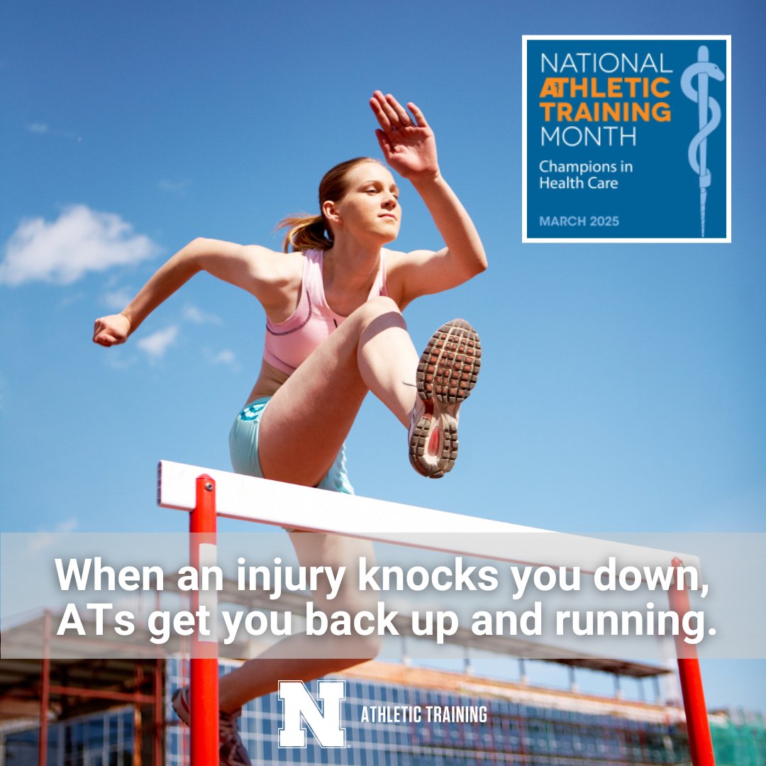 This #NATM2025, we celebrate the professionals who keep athletes &amp; active individuals at their best. Athletic trainers don't just respond to injuries-they prevent them &amp; create personalized recovery plans. Learn more about our program &amp; potential careers: cehs.unl.edu/nhs/programs/m…