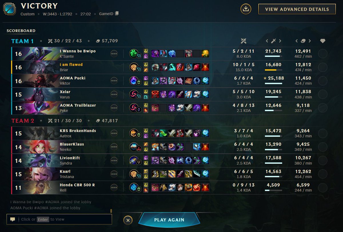 Subbed in for <a href="/AomaEsports/">A One Man Army</a> academy again. GG WP to enemy was fun