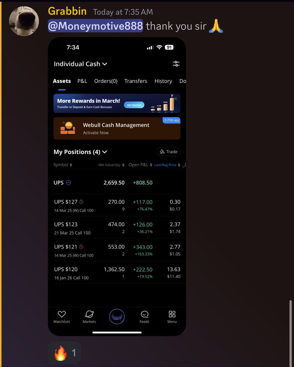 LIFE CHANGING MONEY WAS MADE INSIDE MONEYMOTIVE A+ TRADING DISCORD SERVER TODAY

$UPS 1500%+ GAINER ☢️☢️☢️

OVER 15 DIFFERENT CONTRACTS ON $UPS 🥇🌎

SOMBODY ALWAYS KNOWS $SPY $UPS $VXX $SPX