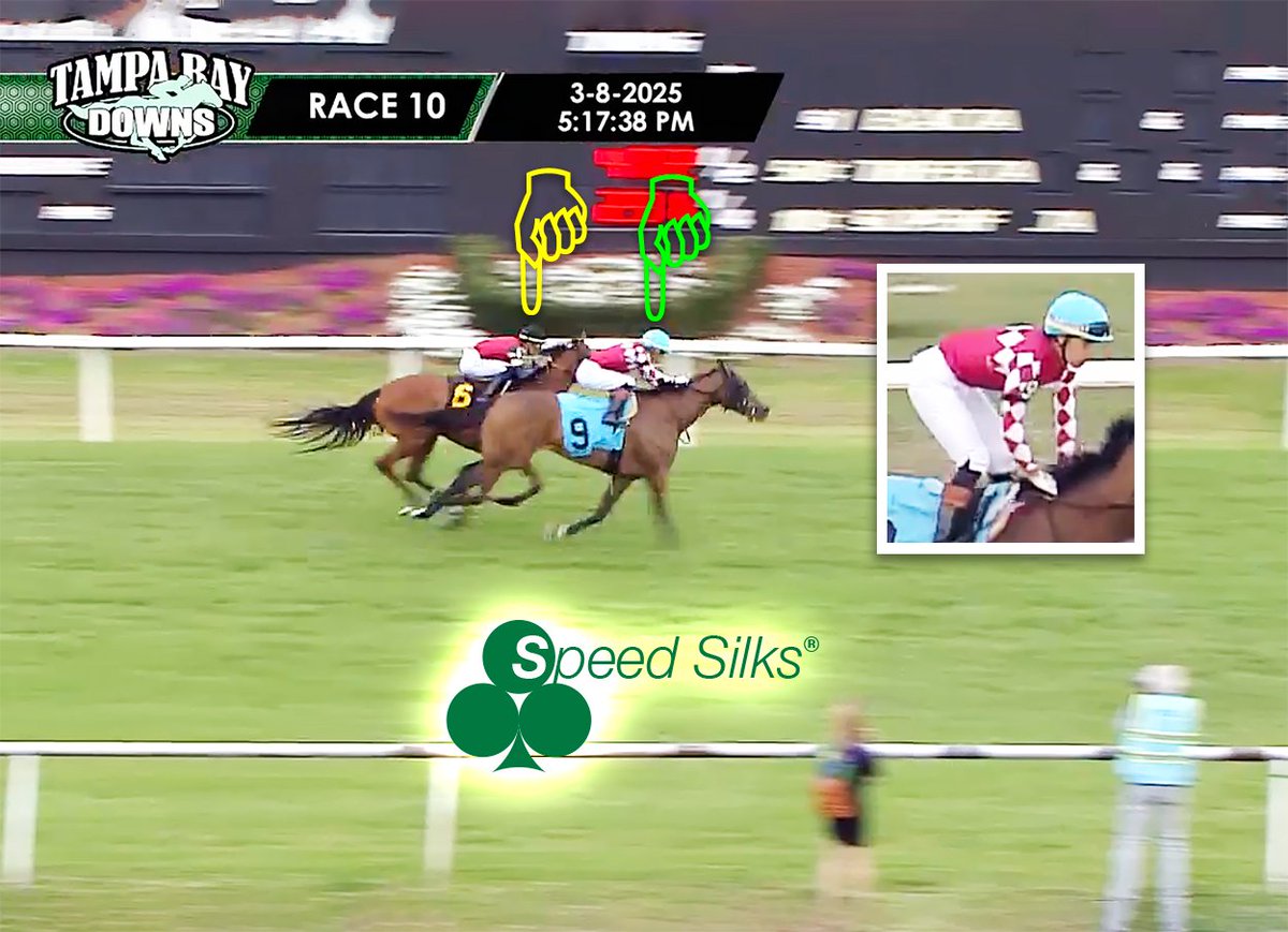 Another 1-2 graded stakes finish in Speed Silks®! Here's NITROGEN winning the $200K Florida Oaks (G3) at <a href="/TampaBayDownsFL/">Tampa Bay Downs Official Account</a> w/jockey <a href="/jose93_ortiz/">Jose Ortiz</a> in <a href="/SpeedSilks/">Speed Silks</a> brand jockey silks. 3-y-o filly trained by <a href="/markecasse/">Mark Casse</a>, owned by <a href="/DJ_Stable/">DJ Stable</a>. LUSH LIPS (GB) placed with Tyler Gaffalione