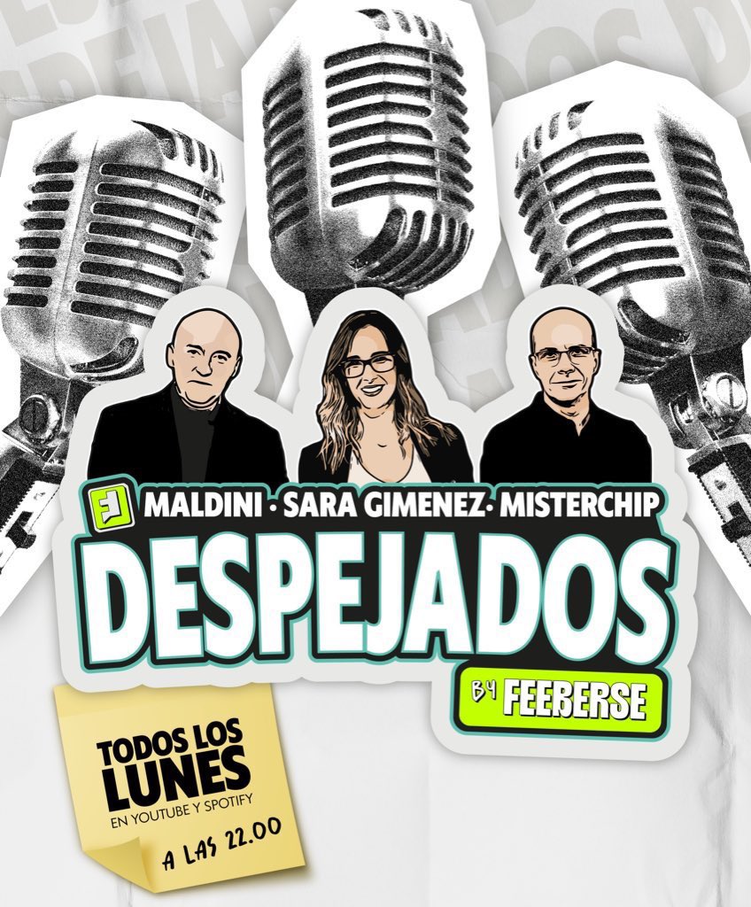 Feeberse (@feeberse) on Twitter photo 🎙️ 𝑫𝑬𝑺𝑷𝑬𝑱𝑨𝑫𝑶𝑺 𝑬𝑷 1️⃣8️⃣
📡🎙️📊 <a href="/_SaraGimenez/">Sara Giménez León</a> <a href="/2010MisterChip/">MisterChip (Alexis)</a> y <a href="/MundoMaldini/">Julio Maldonado</a> nos pondrán al día de todo lo relacionado con la “redonda”.
⏰ Síguelo a partir de las 22h en:
🎧 Spotify: open.spotify.com/show/3enIFy4Zk…
📹 YouTube: youtube.com/@mundomaldini?… || 🎙️ 𝑫𝑬𝑺𝑷𝑬𝑱𝑨𝑫𝑶𝑺 𝑬𝑷 1️⃣8️⃣
📡🎙️📊 <a href="/_SaraGimenez/">Sara Giménez León</a> <a href="/2010MisterChip/">MisterChip (Alexis)</a> y <a href="/MundoMaldini/">Julio Maldonado</a> nos pondrán al día de todo lo relacionado con la “redonda”.
⏰ Síguelo a partir de las 22h en:
🎧 Spotify: open.spotify.com/show/3enIFy4Zk…
📹 YouTube: youtube.com/@mundomaldini?… ||