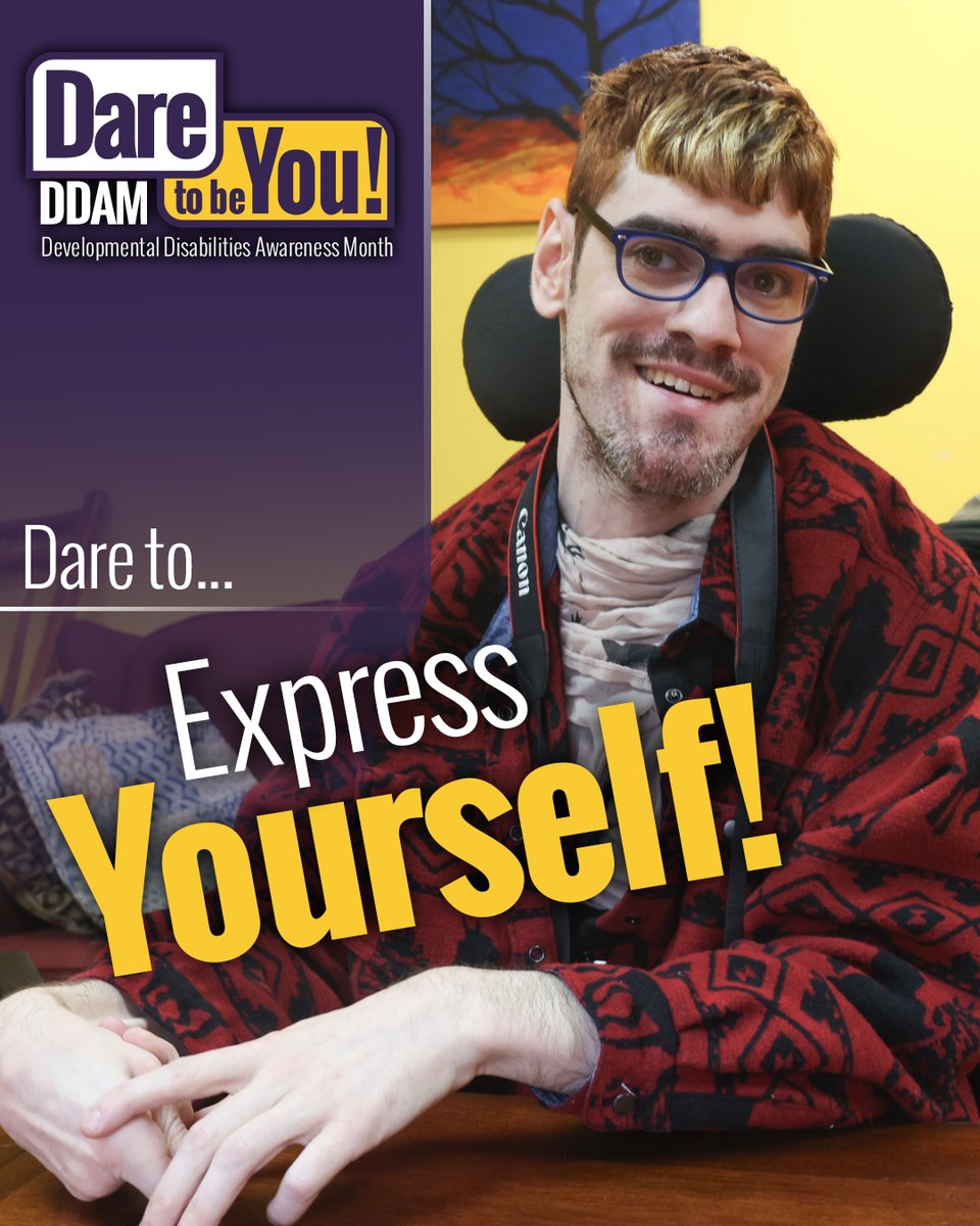 NYSOPWDD's tweet photo. Dylan is a writer of both poems and newsletters. He's a photographer. He dares YOU to express yourself for Developmental Disability Awareness Month (DDAM).

What are ways YOU dare to express yourself?

#DareForDDAM #DisabilityPride https://t.co/VC4g5IwTDl