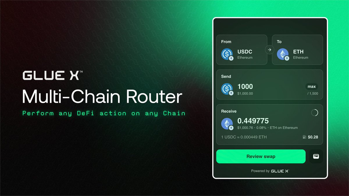 The Future of DeFi Interoperability is Here.

Introducing GlueX dApp, the first true multi-chain execution router, designed to combine all DeFi actions into a single transaction—across any chain, any protocol, and any liquidity source.