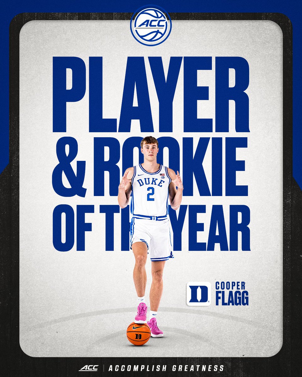 𝐖𝐇𝐎 𝐄𝐋𝐒𝐄 😈

Cooper Flagg is the 2025 ACC Player and Rookie of the Year.