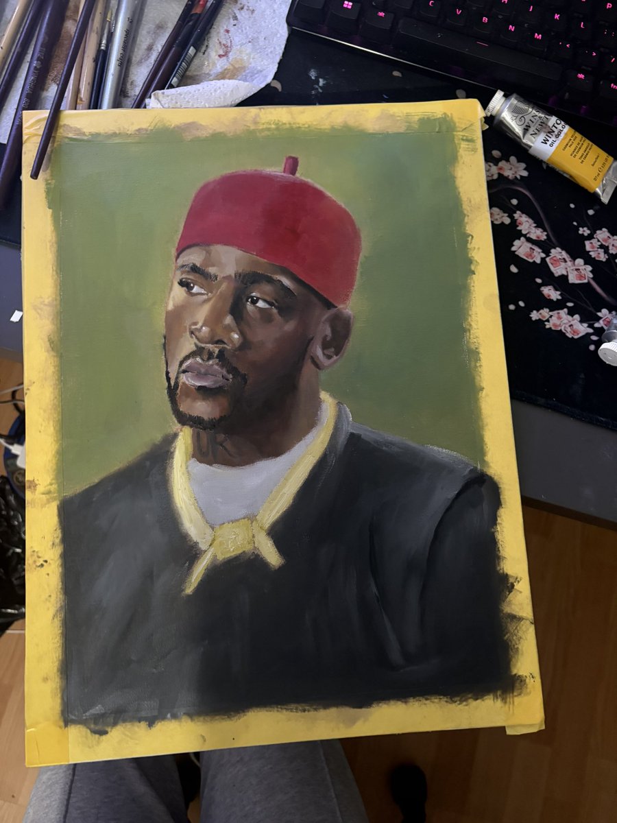 CourtsOlet's tweet photo. A3 Oil on canvas of @Skepta  by me #paintings #oilpainting #art #SkeppyFanArt #skepta #portrait https://t.co/k1cortRmI8