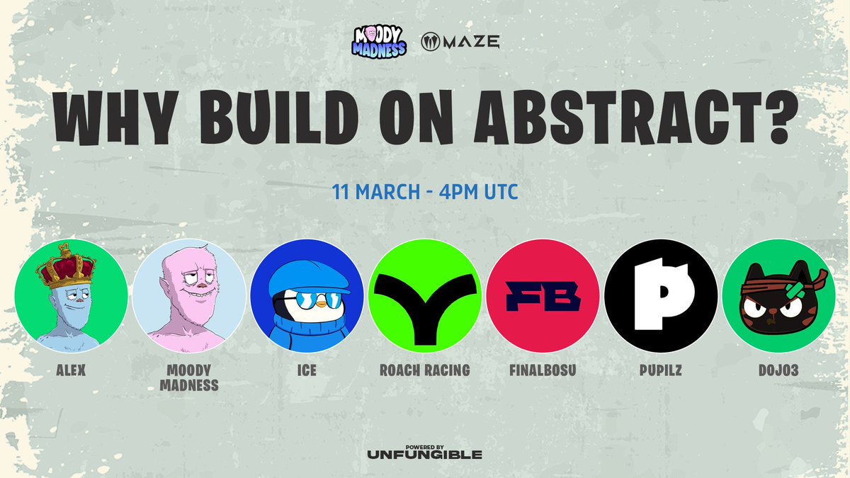 MoodyMights's tweet photo. WHY BUILD ON @AbstractChain ✳️? 

Don't miss on top tier alpha!
⏰ March 11th, 4PM  UTC!

(Reminder link below) 👇