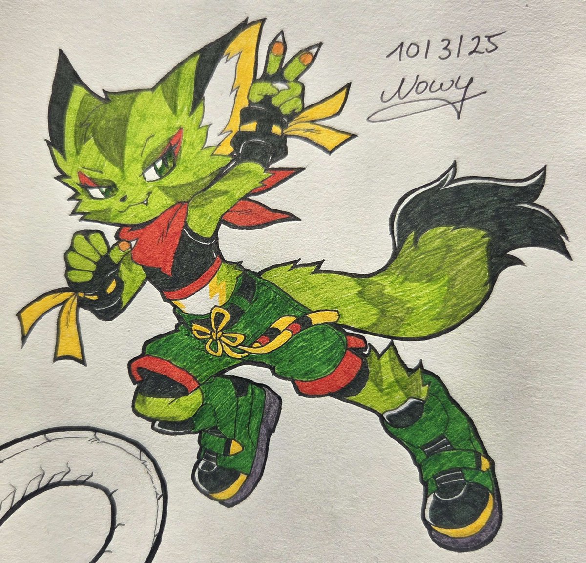 Green matcha kitty says hello! I'm sick currently, so I drew this mostly while I was waiting for the doc. Little kitty to heal your soul💚🐈
#freedomplanet #galaxytrailfanart