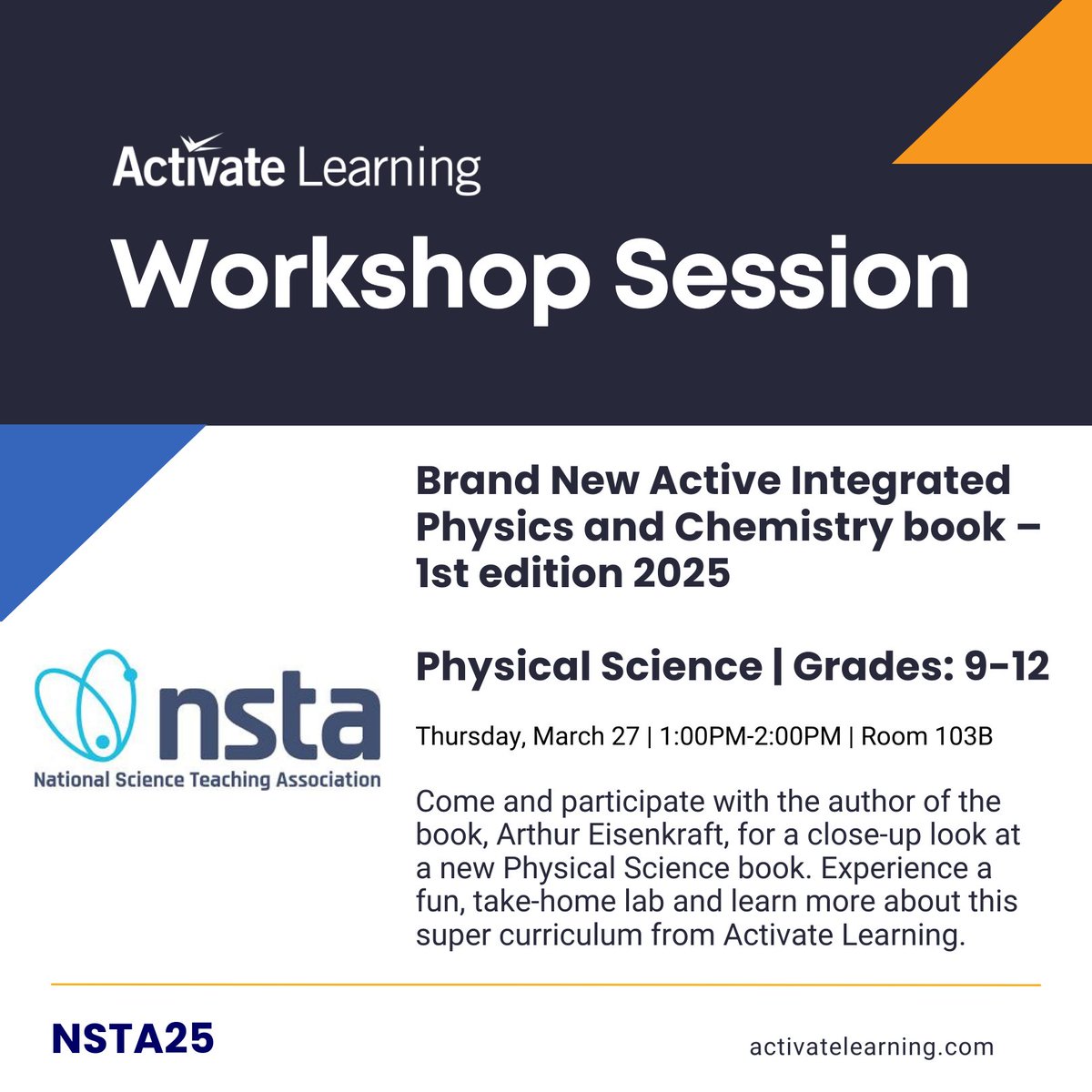 Curious about how to bring real-world, hands-on learning into your Physical Science classroom? 

Join Arthur Eisenkraft &amp; Gary Curts as they unveil our brand-new curriculum and activities you can use with your students right away!

hubs.li/Q03b8rGS0

#NSTA25 #NGSS
