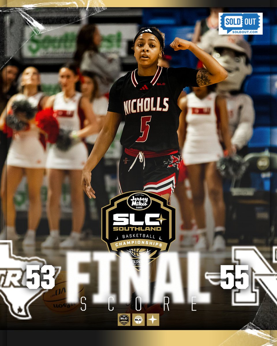 Southland Conference (@southlandsports) on Twitter photo SURVIVE AND ADVANCE! THIS IS MARCH!
<a href="/Nicholls_WBB/">Nicholls Women’s Basketball</a> beats the Vaqueros in the final seconds to move onto the quarterfinals!
#GTL SURVIVE AND ADVANCE! THIS IS MARCH!
<a href="/Nicholls_WBB/">Nicholls Women’s Basketball</a> beats the Vaqueros in the final seconds to move onto the quarterfinals!
#GTL