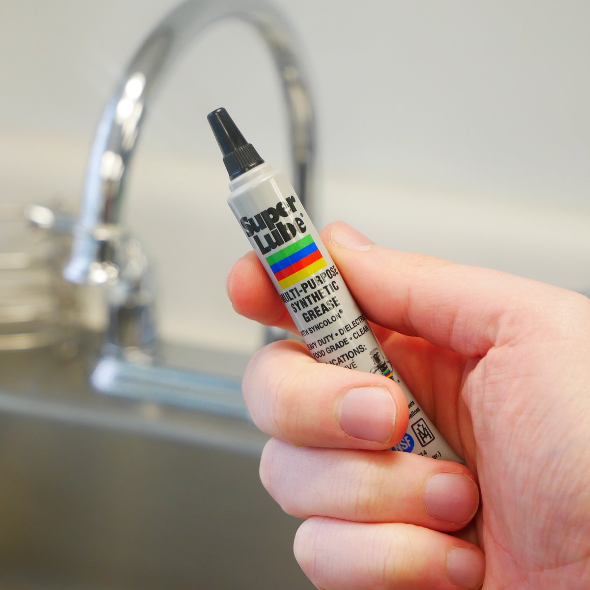 Super Lube Multi-Purpose Synthetic Grease is perfect for lubricating any faucets that won’t turn. Learn more at super-lube.com/multi-purpose-….

#SuperLube #DIY #Home #AroundTheHouse #Kitchen #Sink