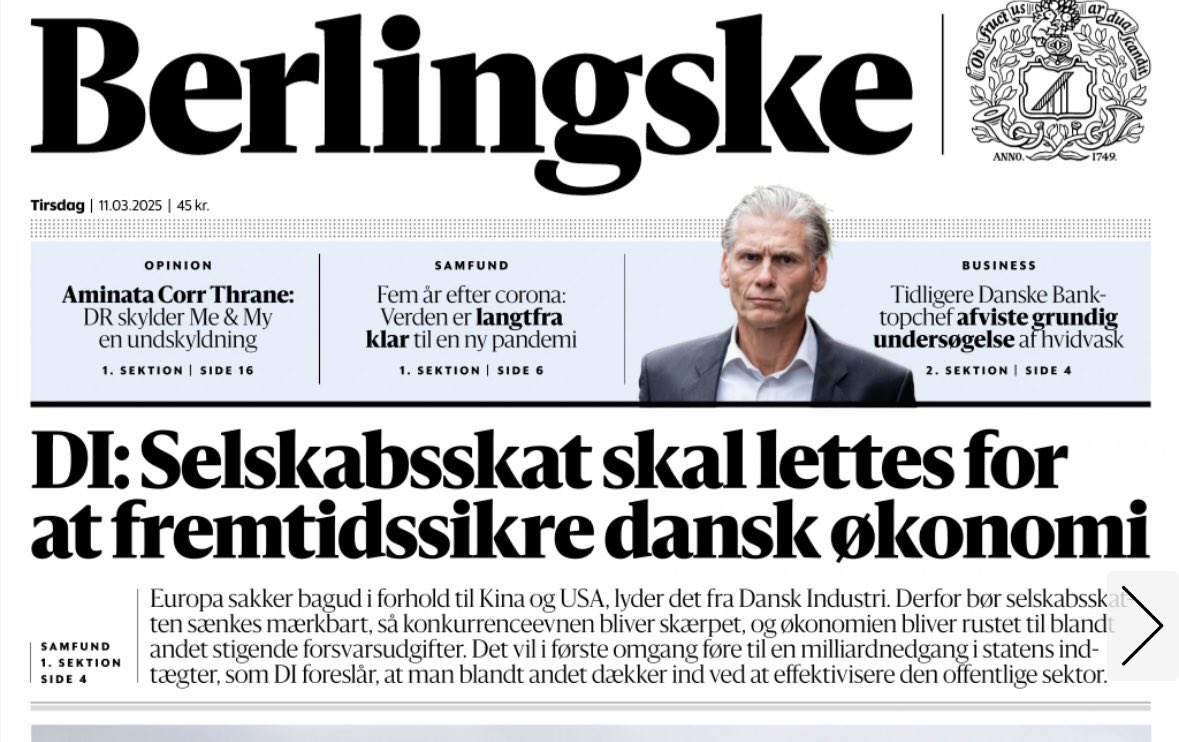 I en tumultarisk verden er det nødvendigt, at vi gør det mere attraktivt at være virksomhed i Danmark.

Oprustning handler også om at fremtidssikre os økonomisk, hvis ikke vi langsomt men sikkert skal blive relativt fattigere som samfund #dkpol
