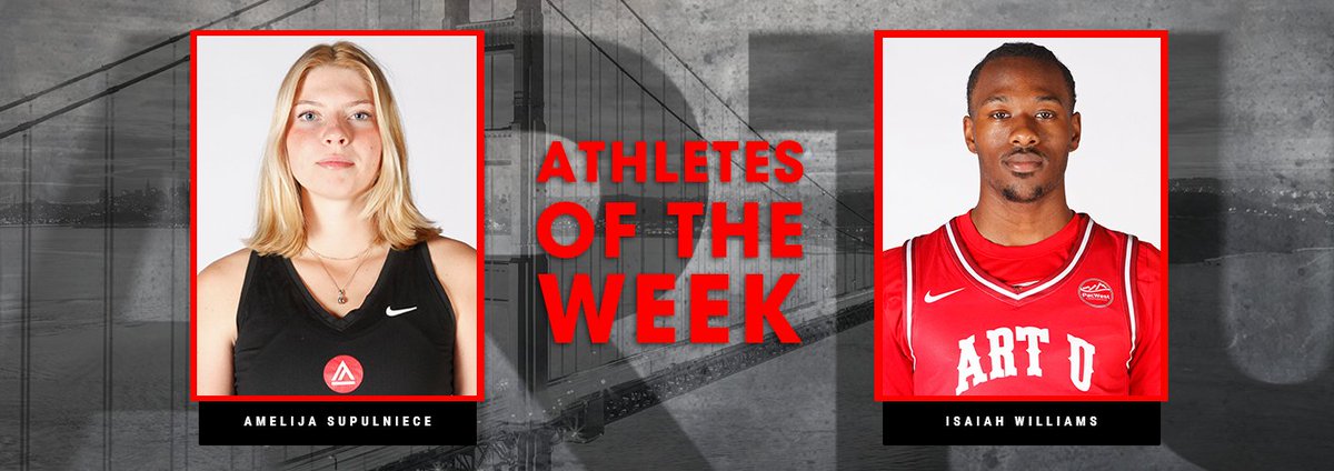#ARTU Athletes of the Week
Amelija Supulniece (<a href="/ARTUTennis/">ART U Tennis</a>) tinyurl.com/5n8nwt59
Isaiah Williams (<a href="/ARTUMBB/">ART U MBB</a>) tinyurl.com/3rt7j2f6
#PacWestWT #PacWestMBB #ArtSchool