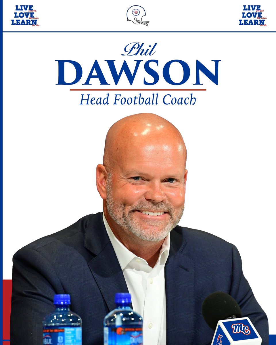 Midland Christian Football (@mcsmustangfb) on Twitter photo Welcome to the family Coach Dawson ✌️
A state champion, transformative HS head coach and NFL legend <a href="/phil_dawson_4/">Phil Dawson</a> has officially been named our next head coach
🔵#PonyUp #mUStangs⚪️ Welcome to the family Coach Dawson ✌️
A state champion, transformative HS head coach and NFL legend <a href="/phil_dawson_4/">Phil Dawson</a> has officially been named our next head coach
🔵#PonyUp #mUStangs⚪️