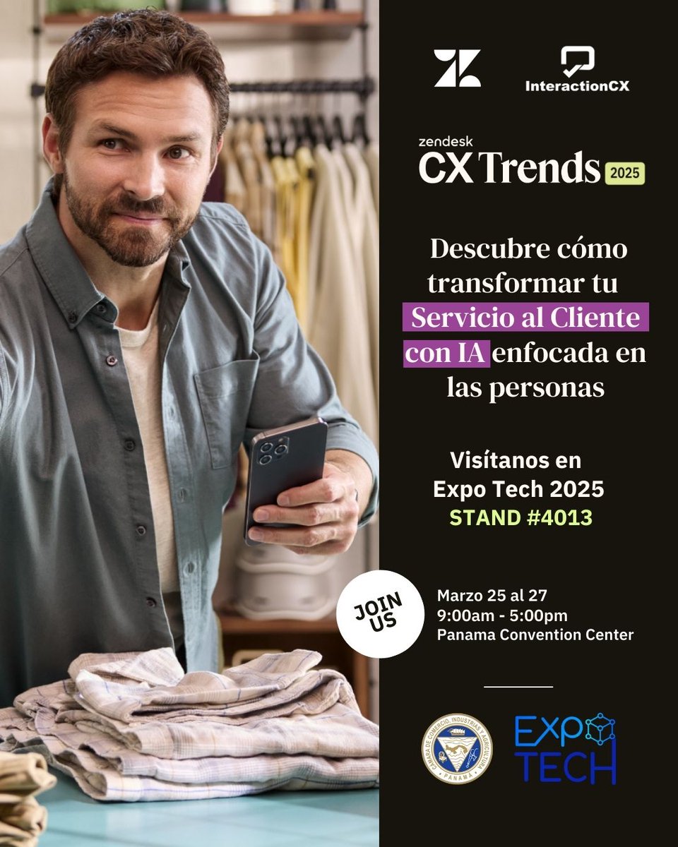 InteractionCX (@interactioncx) on Twitter photo 🚀 Toma la delantera en la Nueva Era del #CX 🚀
La #IA está transformando la #ExperienciaDelCliente. ¿Listo para innovar?
Descubre en #ExpoTech2025 cómo optimizar procesos y potenciar equipos con <a href="/Zendesk/">Zendesk</a>
🎯 Agenda reunión en nuestro stand 👉 lnkd.in/dMjr-h7T
<a href="/CCIYAP/">Cámara de Comercio, Industrias y Agricultura</a> 🚀 Toma la delantera en la Nueva Era del #CX 🚀
La #IA está transformando la #ExperienciaDelCliente. ¿Listo para innovar?
Descubre en #ExpoTech2025 cómo optimizar procesos y potenciar equipos con <a href="/Zendesk/">Zendesk</a>
🎯 Agenda reunión en nuestro stand 👉 lnkd.in/dMjr-h7T
<a href="/CCIYAP/">Cámara de Comercio, Industrias y Agricultura</a>