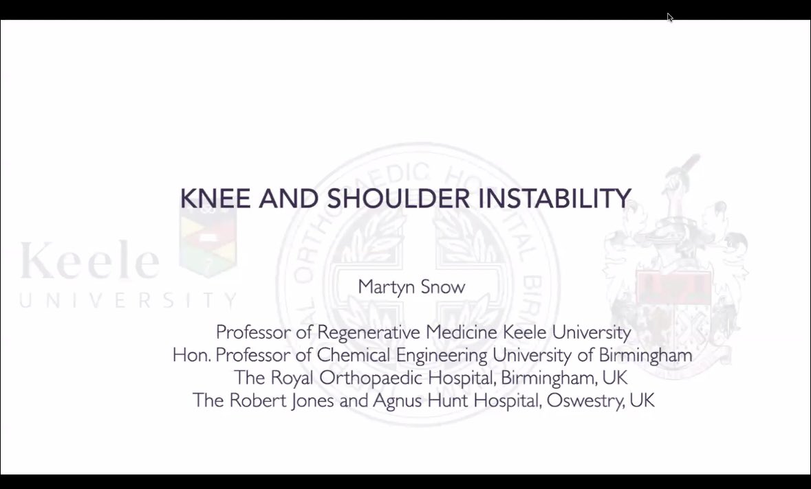 BhamKnee_Should's tweet photo. An insightful zoom tonight with Prof Martyn Snow,who gave a well attended clinical talk on knee &amp; shoulder instability.
Thank you also to our 180+ GP, Physio&amp;clinical attendees
For the remainder of sessions until Easter see: 

https://t.co/F2Cg605cEY
#MedEd #shoulders #knees https://t.co/eeIa0Ojf3X