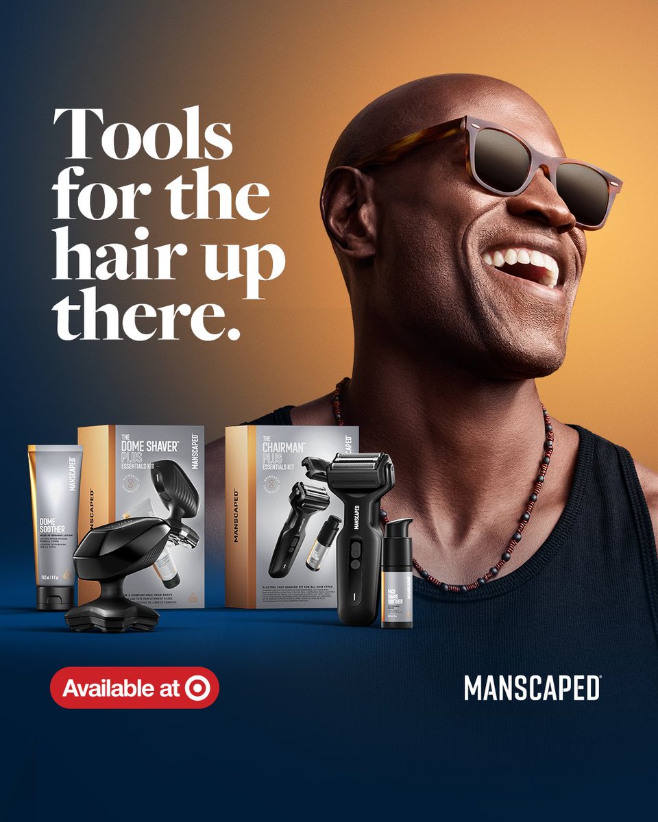 Get smooth, sleek results with every shave. Whether you're tackling facial hair or that beautiful head of yours! 
Head over to your local <a href="/Target/">Target</a> to pick up The Chairman™ Plus Essentials Kit and The Dome Shaver™ Plus Essentials Kit today 🎯