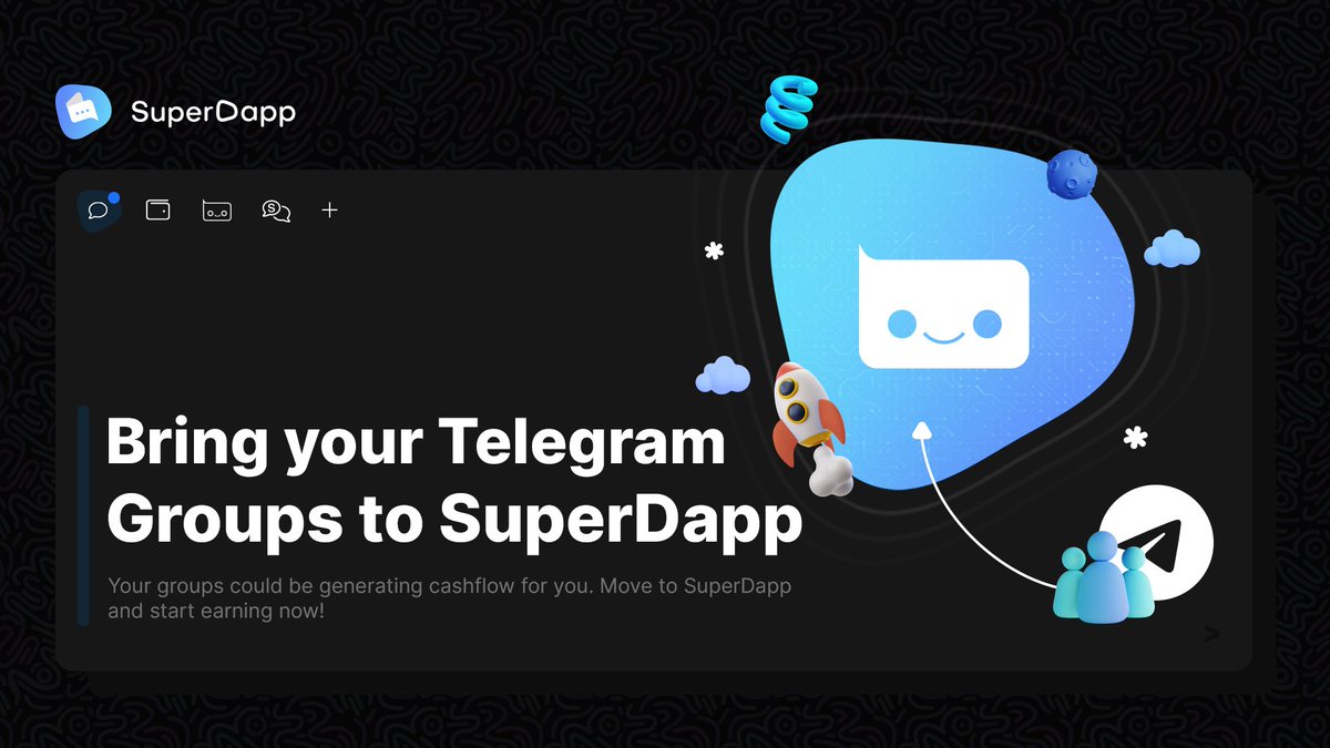 If your trading chat, alpha group, or Web3 community isn't on SuperDapp, you're leaving money on the table.

Register now at Web.SuperDapp.ai, bring your communities, create your Super Groups, and start earning passively in $SUPR alongside your community! 🚀