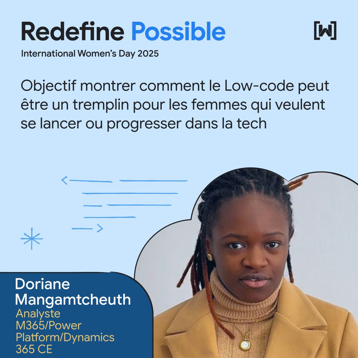 WomenTechMaker5's tweet image. Hello
Microsoft Power Platform, Dynamics Sales, Dynamics Customer service, Ancienne Doriane M. nous parlera du #Low_code le 15 Mars prochain à ActivSpaces
#IWD25_Dla
#IWD25
#WTM_Redifne_Possible
Inscriptions👉 gdg.community.dev/events/details…