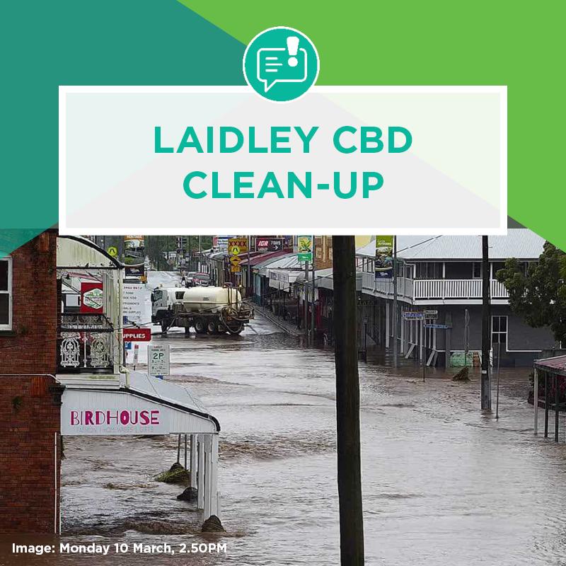 LockyerValleyRC's tweet photo. Council crews will commence hosing down silt and mud in the Laidley CBD today.
Where accessible, crews will be out and about across the region today clearing kerbs and gutters and removing flood debris.
#cleanup #lockyervalley #ExTCAlfred https://t.co/wEe5ML5RAu