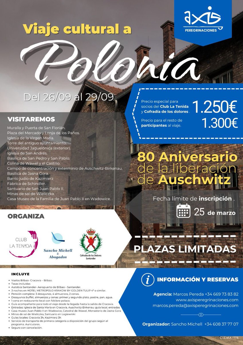 La cofradía organiza una peregrinación a Polonia. ¡No te la pierdas! Aquí tienes todos los detalles: cofradialosdolores.com/wp-content/upl…