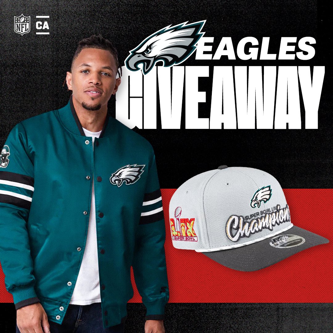 We’re giving away a Philadelphia Eagles Varsity Jacket and New Era Super Bowl LIX Champions Hat 🦅🏆

To enter:
- Must follow <a href="/NFLCanada/">NFL Canada</a>
- Like this post
- Comment your favourite Eagles player  

Visit the link in our bio for the full terms and conditions