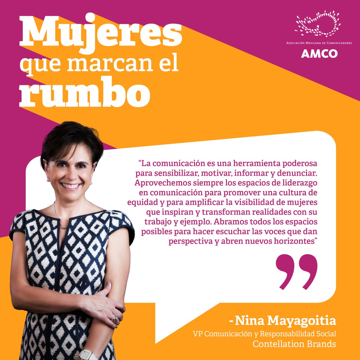 #Mujeresquemarcanelrumbo
En <a href="/AMCOMexico/">AMCO México</a> visibilizamos y reconocemos la importante labor de las mujeres en la industria de la comunicación. En esta 1era. edición invitamos a algunas de nuestras socias, cada año sumaremos 
a más mujeres extraordinarias de <a href="/AMCOMexico/">AMCO México</a>.