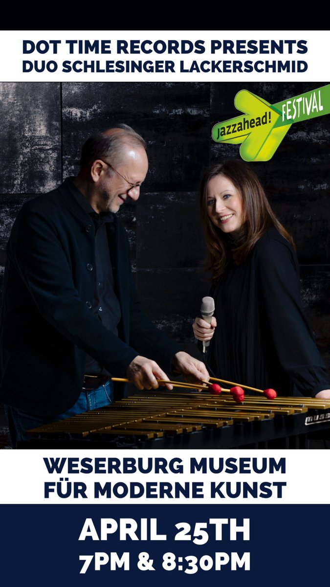 Dot Time Records presents Duo Schlesinger Lackerschmid at jazzahead! CLUBNIGHT! 

Join us April 25th at Weserburg Museum für moderne Kunst. 7pm &amp; 8:30pm sets. 

📷 Christian Hartmann 

#dottimerecords #weserbergmuseum #wolfganglackerschmid #stefanieschlesinger #jazzahead