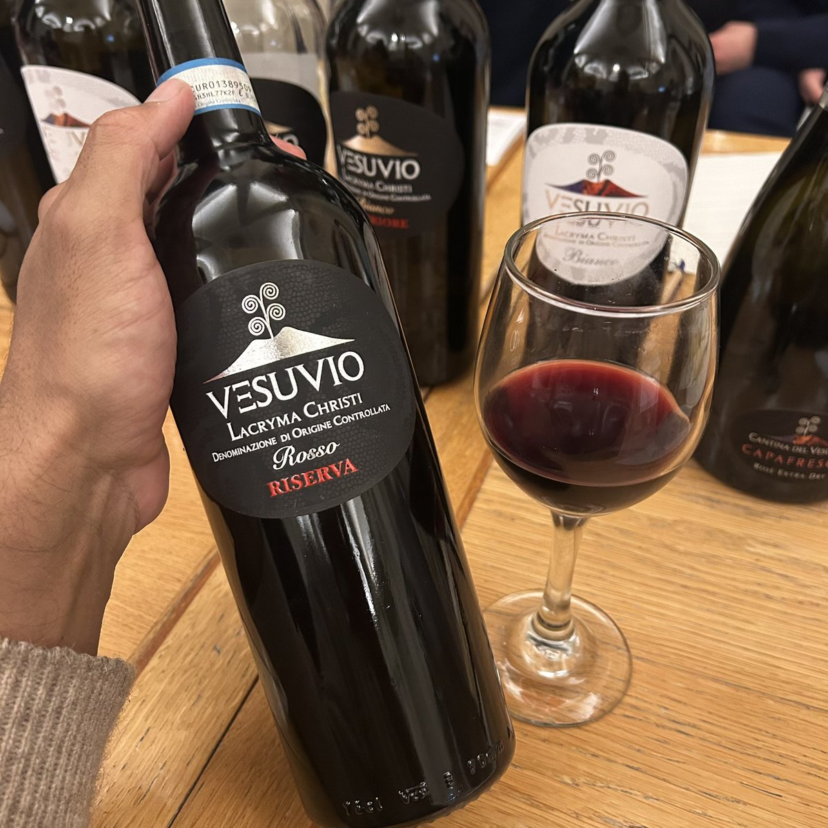 Lacryma Christi ('Tears of Christ') is hard to find because not much is made and Mount Vesuvius receives many tourists. Apparently, it's the closest wine to what the Romans used to drink. This one is 80% Piedirossso &amp; 20% Aglianico. #Campania