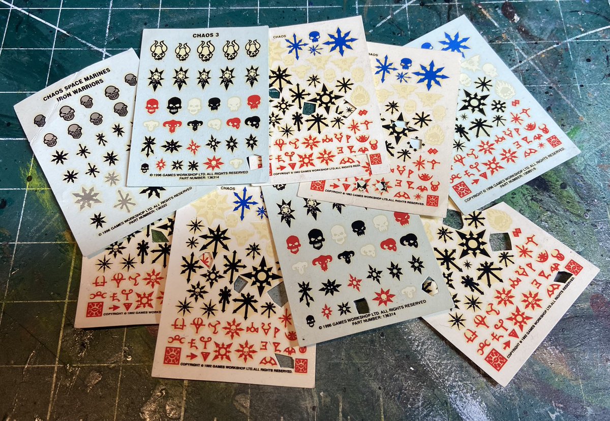 You know what, for a staunch Imperial, I have some real heretical treasures in my transfers box…

These beauties are from 1996. Almost 30 years old! Anyone else remember these? 

#WarhammerCommunity