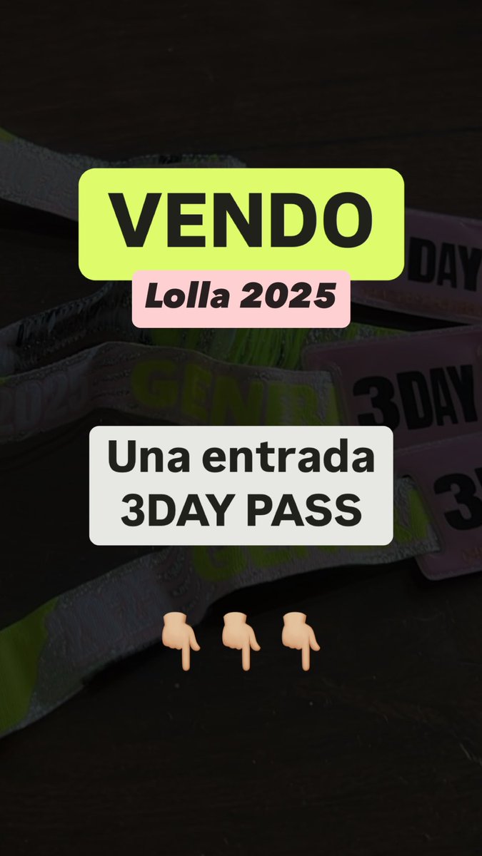 paugiannini's tweet photo. Vendo una entrada al lolla Argentina 3 Day Pass! En Cordoba capital https://t.co/kniWMyWRtM
