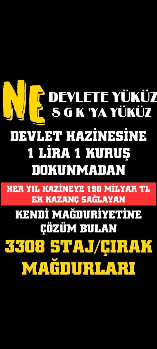 Artık yeni bir tarih yazma zamanı geldi. Bu tarih, çırakların, stajyerlerin ve ustaların haklarının teslimiyle başlasın.
Türkiye Yüzyılında,
2025 yılı, Emeğin, Hakkın, Alın Terinin Yılı Olsun
<a href="/RTErdogan/">Recep Tayyip Erdoğan</a>
<a href="/dbdevletbahceli/">Devlet Bahçeli</a>
<a href="/isikhanvedat/">Prof. Dr. Vedat Işıkhan</a>
4A Tescil İle
#StajVeÇıraklıkAdaletiSağlansın