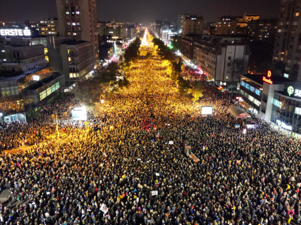 NationalIndNews's tweet photo. #BREAKING #Serbia In response to Serbian President Aleksandar Vučić's statement that Saturday's student protests will mark the end, students declared the following:

"It’s over when we say it’s over." https://t.co/X11qLQwb0M