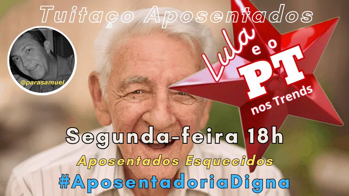 Samuel Felix🚩 (@parasamuel) on Twitter photo Tuitaço Especial dos Aposentados
Pela inconstitucionalidade do art. 149 da EC103/19.
Servidores Públicos Aposentados Unidos e na luta.
Vamos juntos nessa luta.
Chame os Comp@s
Use a Hashtag
Aposentados Esquecidos
#AposentadoriaDigna
#LulaOmelhorDoBrasilÉoBrasileiro
<a href="/parasamuel/">Samuel Felix🚩</a> Tuitaço Especial dos Aposentados
Pela inconstitucionalidade do art. 149 da EC103/19.
Servidores Públicos Aposentados Unidos e na luta.
Vamos juntos nessa luta.
Chame os Comp@s
Use a Hashtag
Aposentados Esquecidos
#AposentadoriaDigna
#LulaOmelhorDoBrasilÉoBrasileiro
<a href="/parasamuel/">Samuel Felix🚩</a>