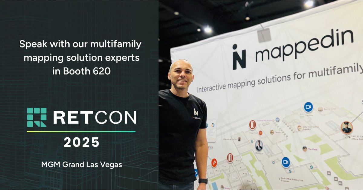 mappedin's tweet image. We’re ready for you at #RETCON!

Come by Booth 620 to chat with our mapping solution experts about everything #multifamily: self-guided touring, tenant experiences, asset management, analytics, and much more. See you soon!

View our RETCON map at hubs.ly/Q03bcHK70