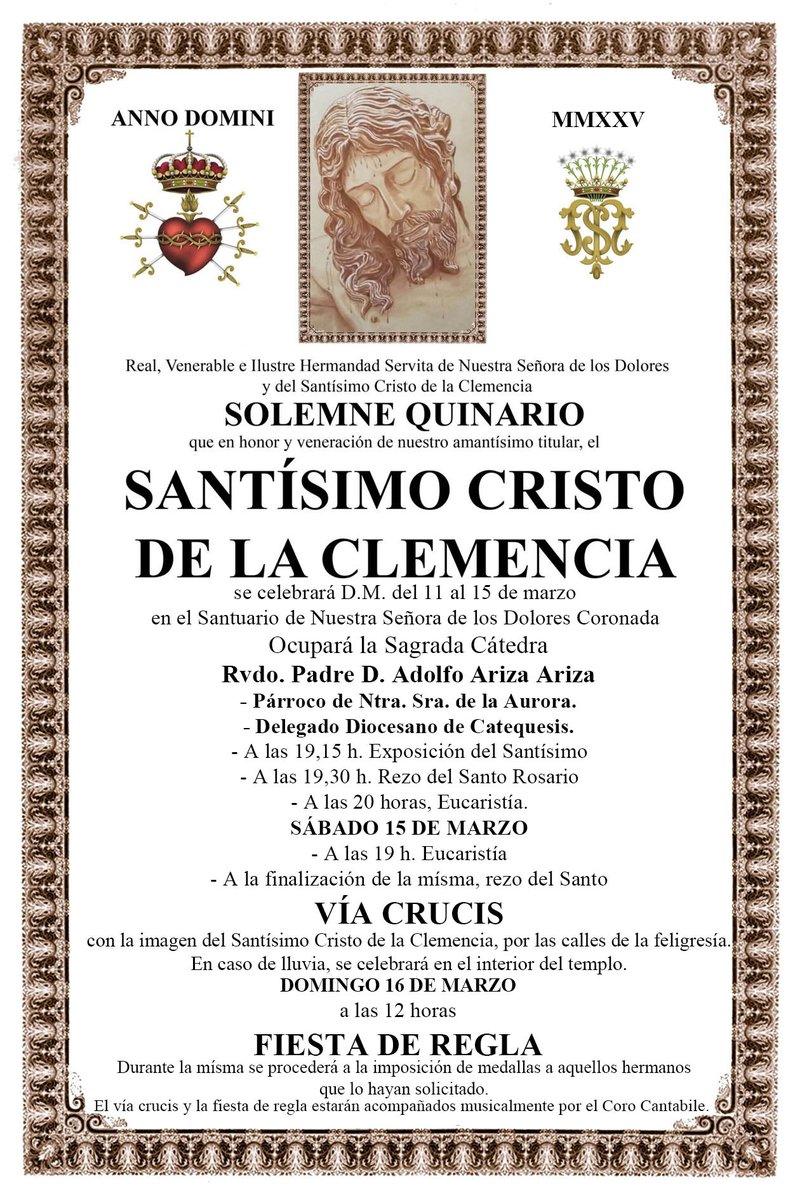 Ya se encuentra el Santísimo Cristo de la Clemencia en su altar, preparado para el Quinario en su honor que comenzará mañana.