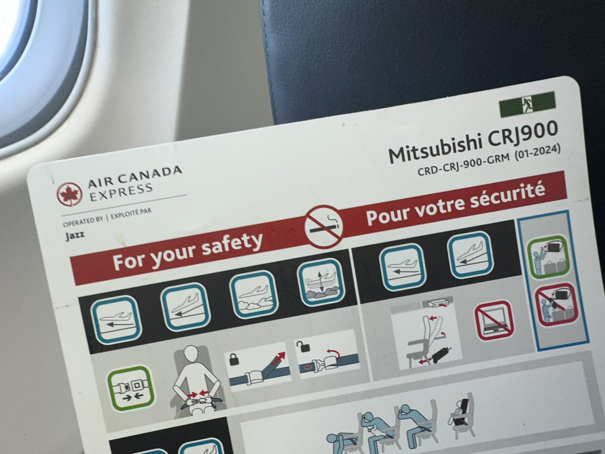 TodaysFlight's tweet image. From sunny #YYZ to cold #YQB on a single seat with plenty of legroom. What an irony that in the homeland of Bombadier AC/Jazz are among the first to correctly call the #CRJ900 a Mitsubishi bird. Haven’t seen this anywhere else yet. #Canadair #AC8398 #avgeek