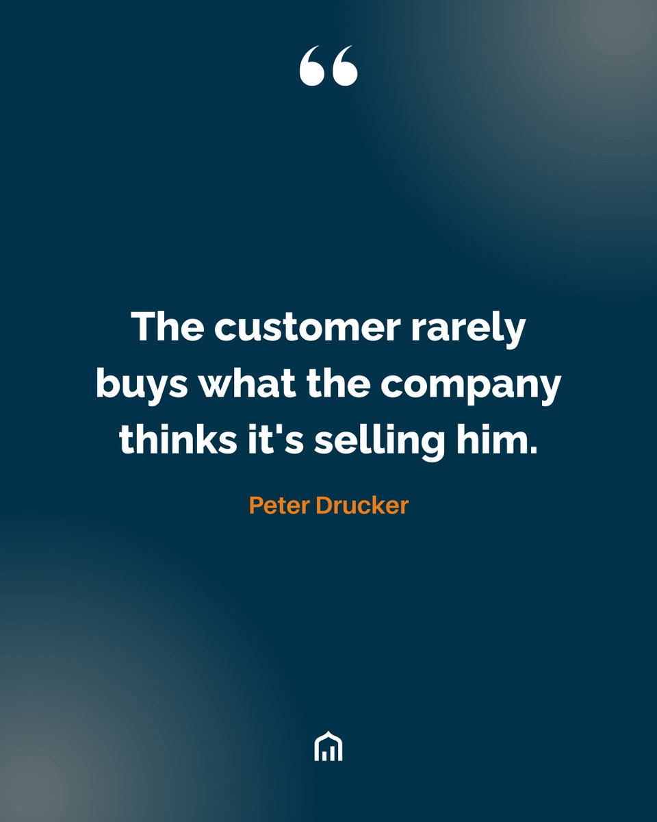 RasmalInc's tweet photo. Peter Drucker reminds us that customers rarely buy what companies think they are selling. Successful startups understand their customers deeply and sell solutions — not just products.

Have you noticed this disconnect in your market? https://t.co/GJxSIkFKgF