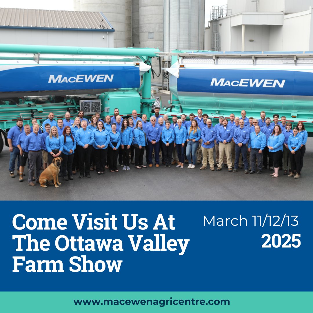 🌾🎉Excited to announce we'll be at the #OttawaFarmShow! Join MacEwen Agricentre to explore top-notch grain, crop, and feed solutions. Let's grow together! 🚜💪
📅March 11/12/13 2025 📍<a href="/OttawaFarmShow/">Ottawa Valley Farm Show</a>
#MacEwenAgricentre #Agriculture #Innovation #FarmingFuture #AgriBusiness #OVSGA