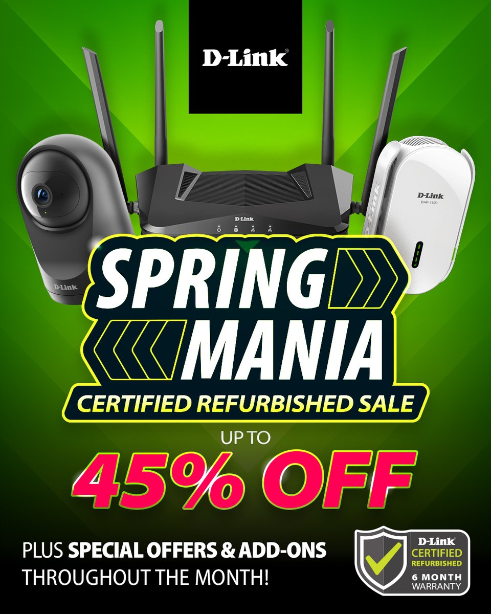 D-Link USA (@dlink) on Twitter photo Get MORE for LESS with Certified Refurbished.  SAVE and enjoy the quality, performance and value you expect from an innovative solutions provider for home and business.  bit.ly/3FhJ7OJ #refurbished #Warranty #GoGreen Get MORE for LESS with Certified Refurbished.  SAVE and enjoy the quality, performance and value you expect from an innovative solutions provider for home and business.  bit.ly/3FhJ7OJ #refurbished #Warranty #GoGreen