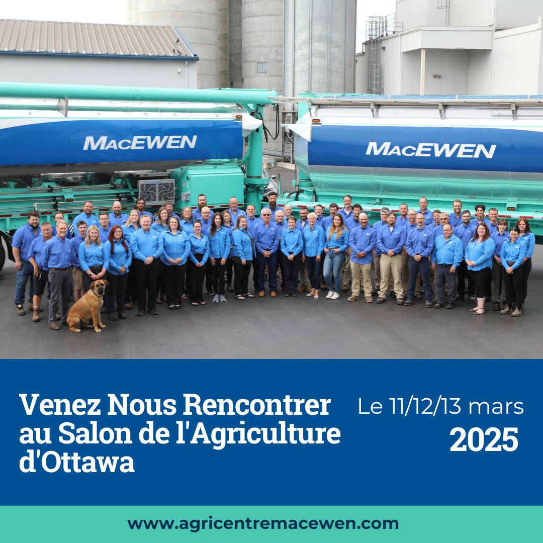 🌾🎉Excités d'annoncer que nous serons au #SalonAgricultureOttawa ! Rejoignez MacEwen Agricentre pour explorer des solutions de pointe en grains, cultures et aliments. Grandissons ensemble ! 🚜💪
📅11/12/13 mars 2025 📍@SalonAgricultureOttawa
#MacEwenAgricentre #Agriculture