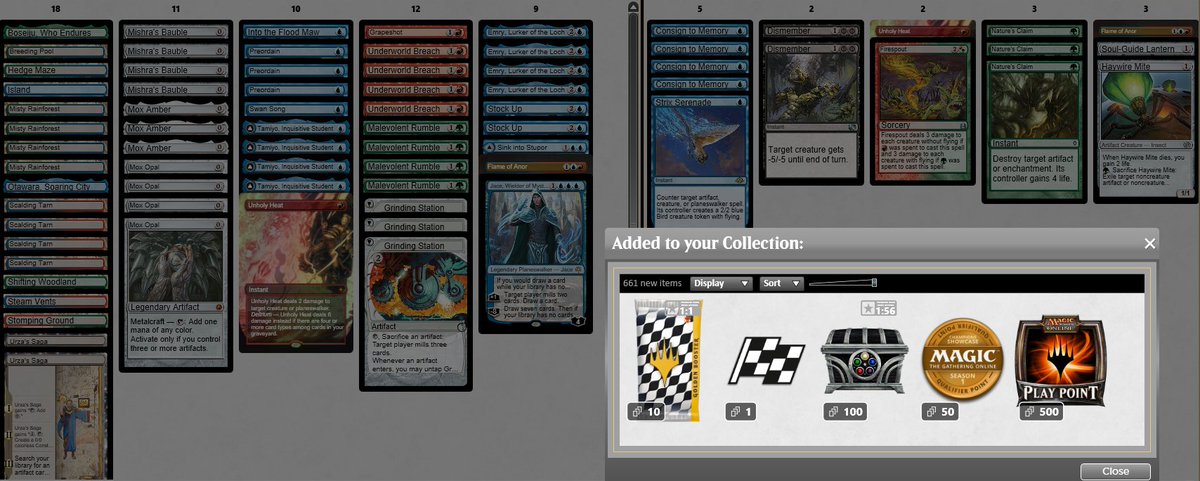 Radziolot's tweet photo. Took down a Modern Challenge with best deck.

Being Breach onetrick was great while it lasted, glad to see it go in style!

Only loss to @TSPJendrek and only dropped 3 other small games going 9-1

See you in Utrecht! https://t.co/qPl7ugX1VR