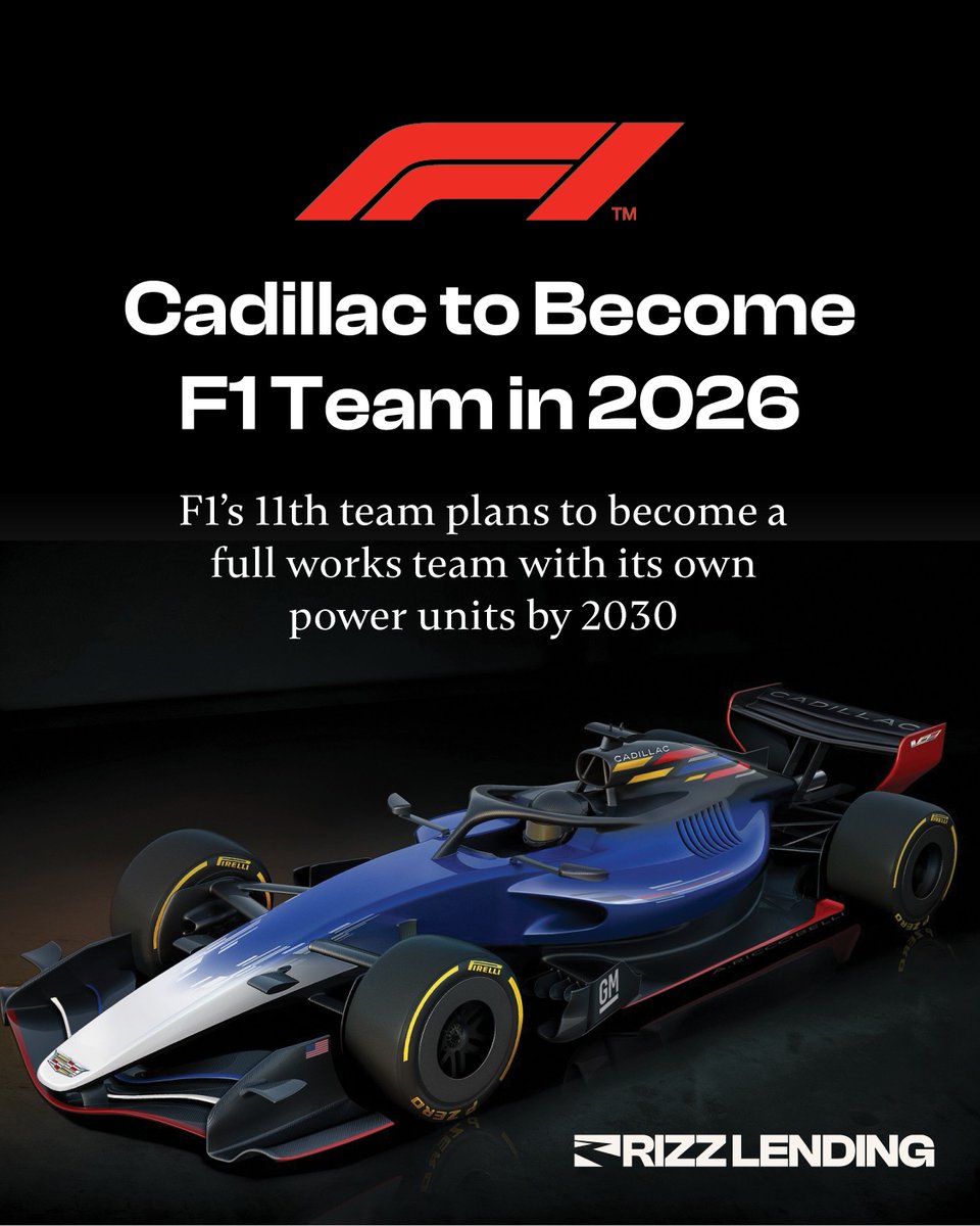 RizzLending's tweet photo. It's official. Cadillac will be F1's 11th team. Do you think a Formula 1 racing pedigree will impact the value of Cadillac's sports cars like the CTV-5 Blackwing? Drop a comment!

#cadillac #f1 #f1news #formula1 #cadillacracing #cadillacf1 #rizzlending #carnews https://t.co/4i2nQZQcMu