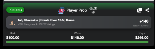 thedaybettor's tweet image. Quick $12 - $15 with @OddsJam mobile alerts 🔥
Tahj Staveskie Over 13.5 Pts. - Win $146 on BetOpenly, lose $133.16 on Rebet = $12.84 profit
Under - Win $115.79 on Rebet, lose $100 on BetOpenly = $15.79 profit
oddsjam.com/?ref=thedaybet…
Code: WINNING