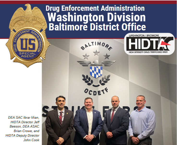 DEAWashingtonDC's tweet photo. Working together to reduce drug related crime and violence. #DEA and Washington-Baltimore-#HIDTA: serving the District of Columbia, Maryland, and Virginia. https://t.co/OdxwqhKNqO