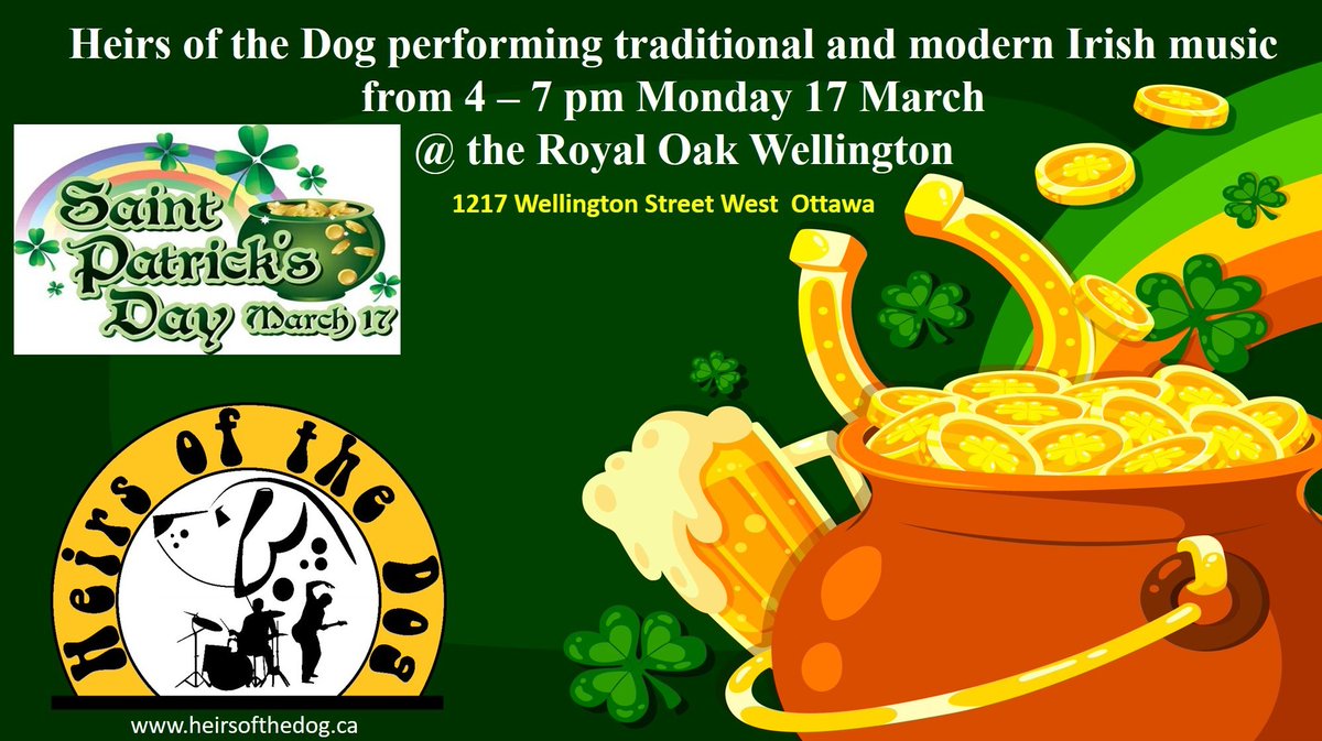 HeirsoftheDog's tweet photo. our second Saint Patrick's Day performance is at the Royal Oak Wellington starting at 4pm https://t.co/r8kHXd4PVd