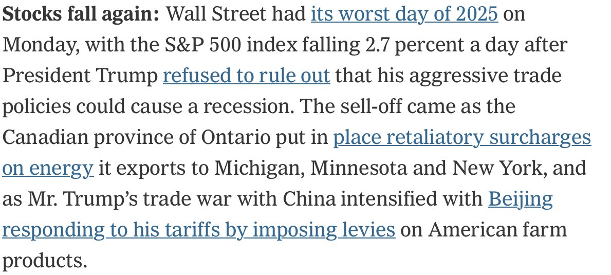 ⁦<a href="/realDonaldTrump/">Donald J. Trump</a>⁩  Nice job Bozo!  You promised lower prices, not starting idiotic trade wars.