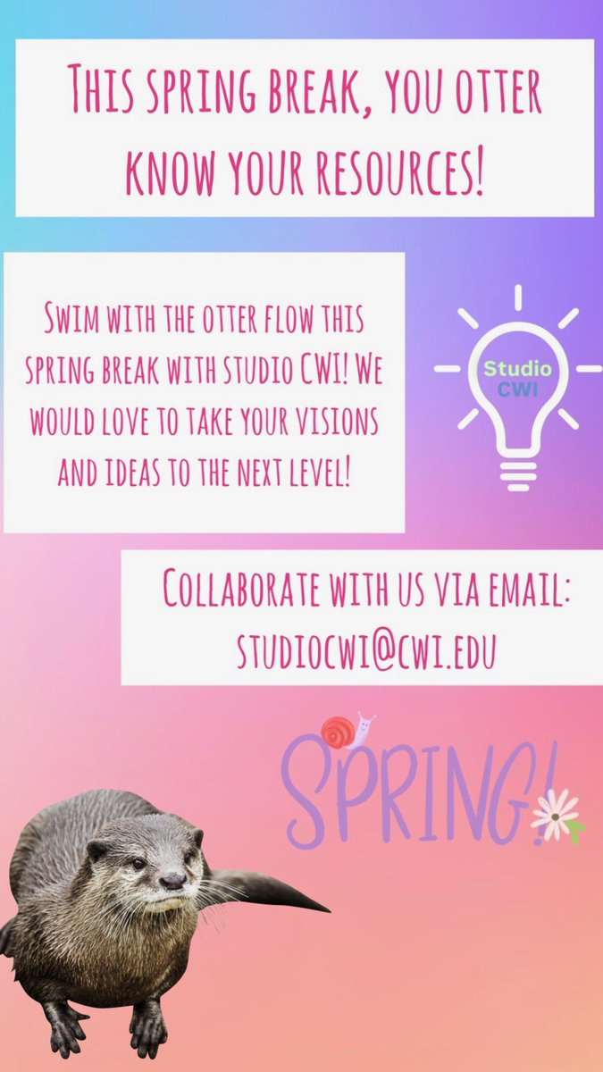 This spring, let Studio CWI be your next big opportunity!✨ Join us and be part of a dynamic team where creativity and collaboration come to life.🌻Apply today and take the first step toward an exciting experience! 📲☀️ #studiocwi #collegeofwesternidaho #collegelife #nampa #Apply