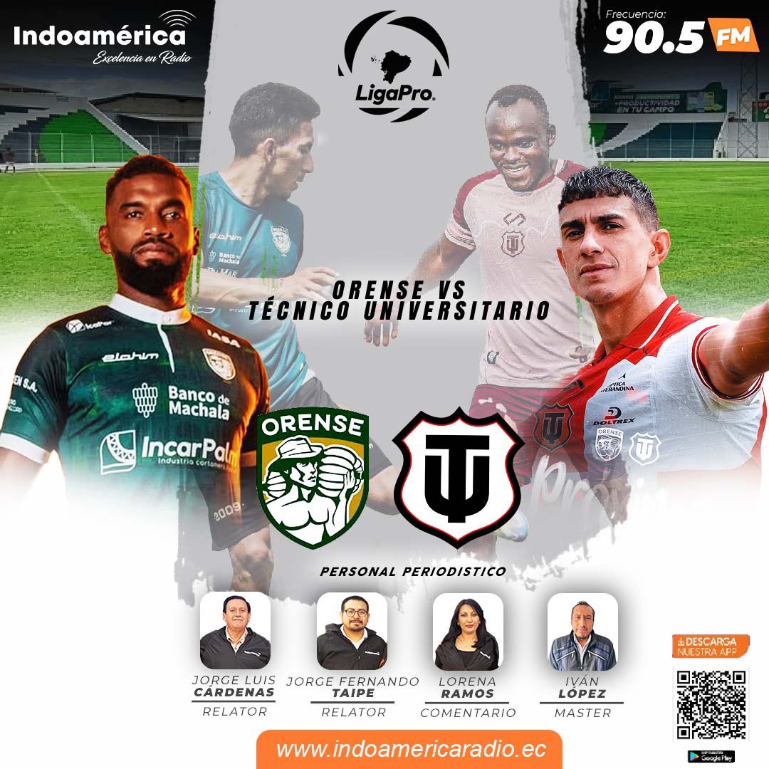 🔥 EL RODILLO JUEGA EN LA 90.5 FM ⚽️

✅ Orense 🆚 Técnico Universitario 
🏟️ Estadio Universidad Indoamérica - Bellavista
📅  Lunes, 10 de marzo
🕢 19:00

Escúchalo por la señal de Melodía 90.5 FM
🎧 indoamericaradio.ec

#excelenciaenradio #indoamerica905fm